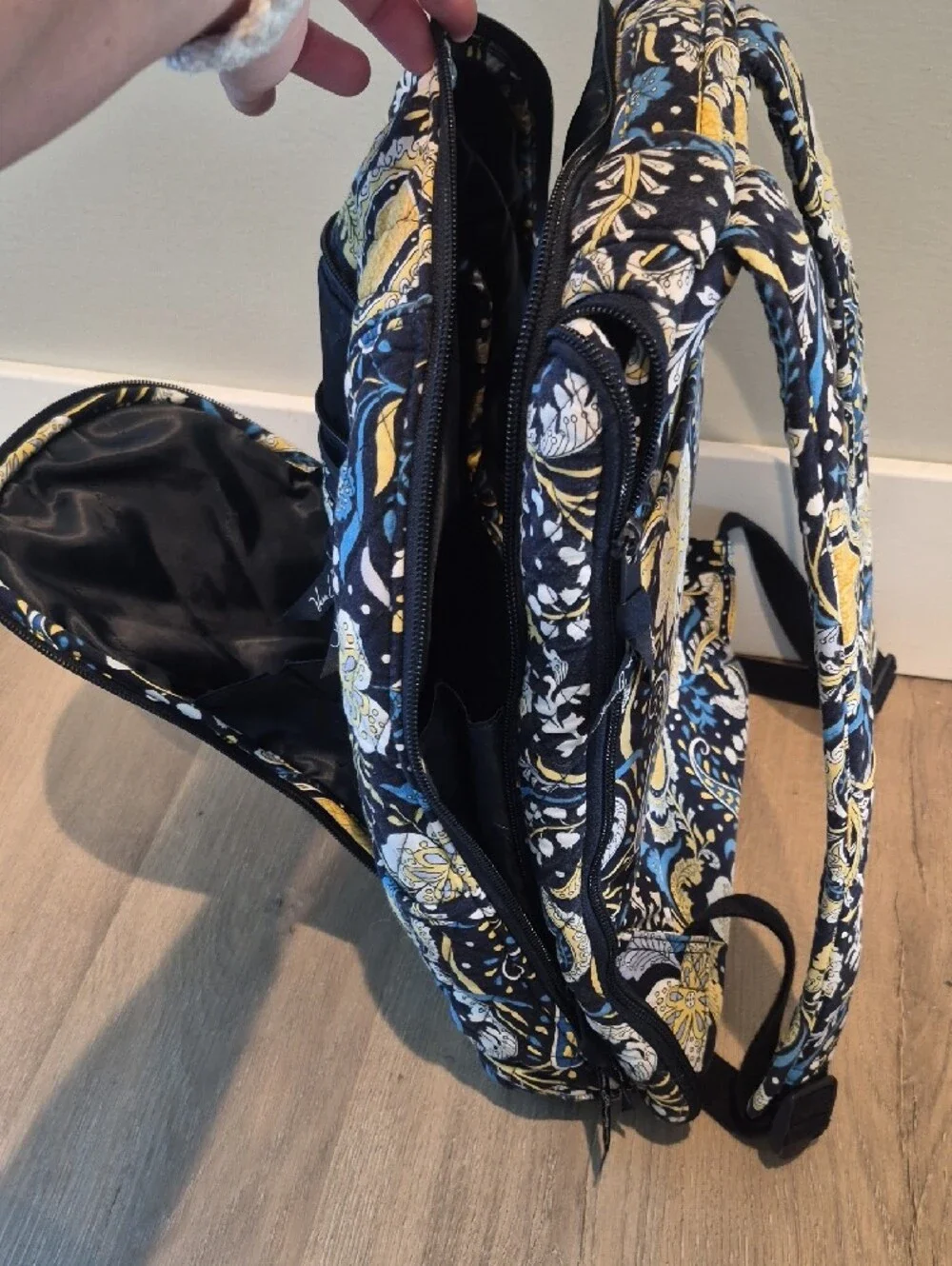 Vera Bradley Quilted Paisley Backpack - Black, Yellow & Blue